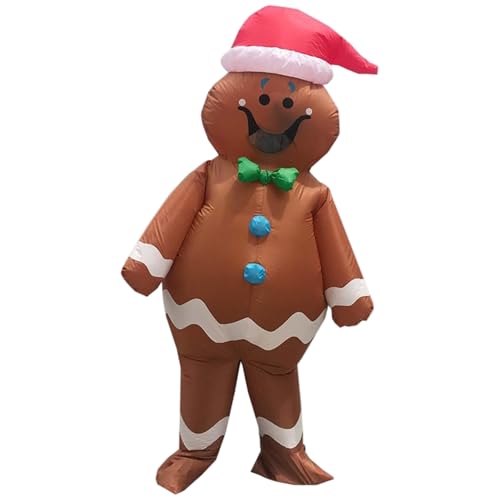 Joygoodta Gingerbread Man Kostüm aufblasbare Lebkuchen Kostüm für 5, 2-6, 2 Fuß Erwachsene Spaß Weihnachtsdekoration für Cosplay-Party von Joygoodta