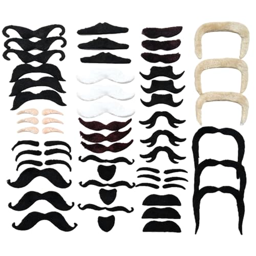 Joygoodta Schnurrbart 48pcs Halloween Stick auf Schnurrbart 16 Designs selbstklebende Bärte lustige Kostüme Accessoires für Karneval, Cosplay, Maskerade Party-Schnurrbärte von Joygoodta