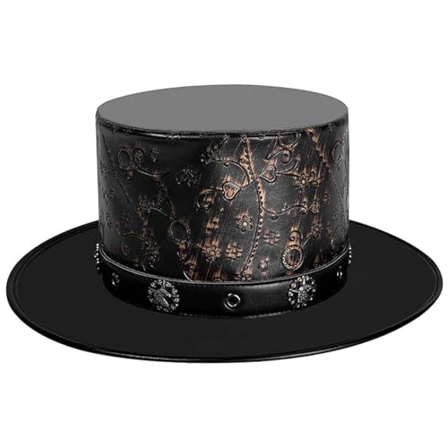 Joygoodta Steampunk Hut, PU Leder Flat Top Hut, Vintage Steampunk -Top, Hüte für Männer Kostüme Requisiten Cosplay Party Joygoodta Steampunk Hut, PU Leder Flat Top Hut, Vintage Steampunk -Top, Hüte für Männer Kostüme Requisiten Cosplay Party von Joygoodta