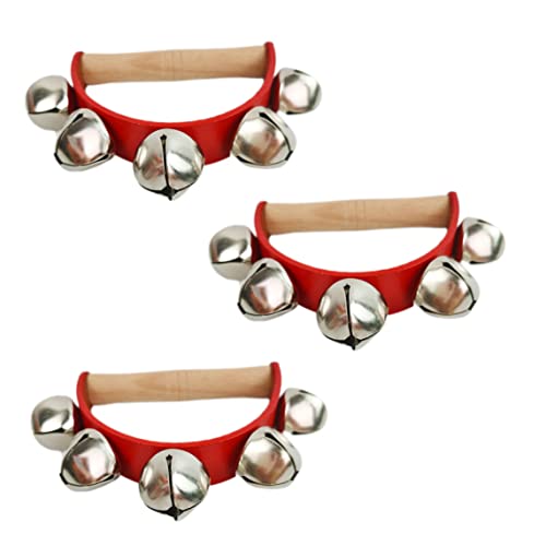 Rote Schlittenglocken Jingle Bells Holzgriff Instrument für Babykinder Weihnachtspartys 3pcs Schlitten Rote Schlittenglocken Jingle Bells Holzgriff Instrument für Babykinder Weihnachtspartys 3pcs Schlitten von Joygoodta