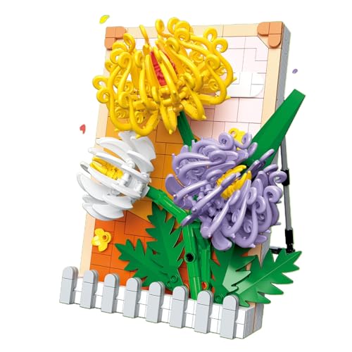 Blumen-BAU-Spielzeug-Sets, DIY Klemmbausteine, 3D-Kunstrahmen, Bild, Blumen-Set, Bonsai-Blumen, Heimdekoration, Geschenke for Jungen und Mädchen(Size:112-1) von JoyiD