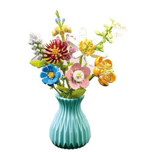 JoyiD Blumenstrauß-Bauset mit Vase, Blumensammlung, Bausteine, Ziegelspielzeug, einzigartige DIY-Dekoration, Geschenkidee for Erwachsene und Kinder(Size:109-5) von JoyiD