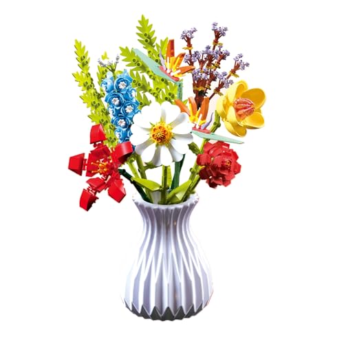 JoyiD Blumenstrauß-Bauset mit Vase, Blumensammlung, Bausteine, Ziegelspielzeug, einzigartige DIY-Dekoration, Geschenkidee for Erwachsene und Kinder(Size:109-6) von JoyiD