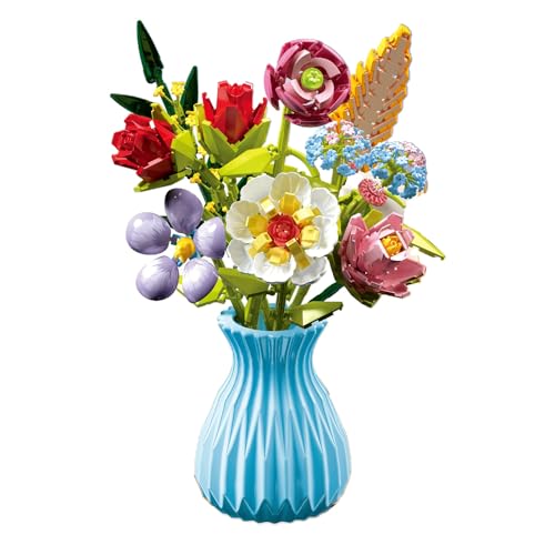 JoyiD Blumenstrauß-Bauset mit Vase, Blumensammlung, Bausteine, Ziegelspielzeug, einzigartige DIY-Dekoration, Geschenkidee for Erwachsene und Kinder(Size:109-7) von JoyiD