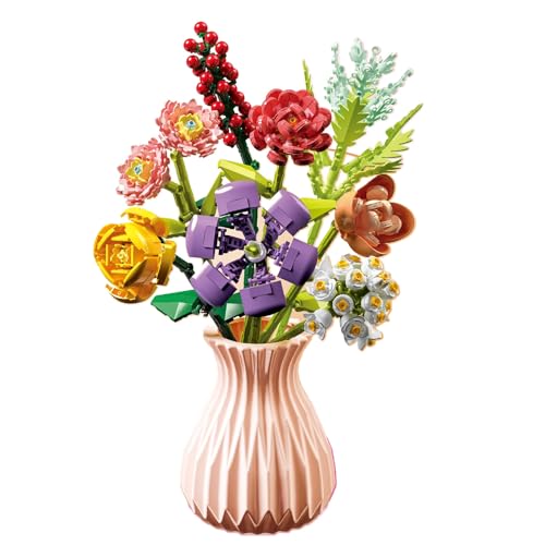 JoyiD Blumenstrauß-Bauset mit Vase, Blumensammlung, Bausteine, Ziegelspielzeug, einzigartige DIY-Dekoration, Geschenkidee for Erwachsene und Kinder(Size:109-8) von JoyiD