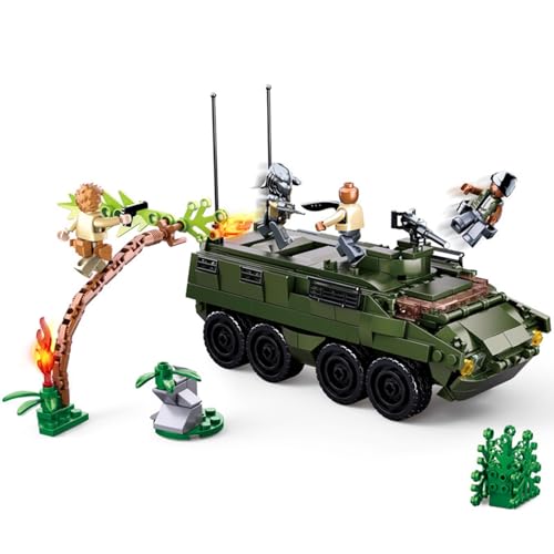 Technik Panzer Bausteine ​​Modell,420 Teile Bausteine ​​Konstruktionsspielzeug mit Spielfigur,Baumodell Spielzeug for Kinder ab 4 Jahren von JoyiD