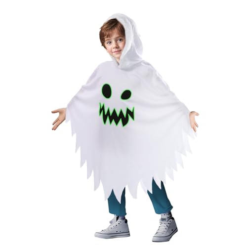 JoyinTcos Halloween-Geister-Kostüm für Kinder, weiß, gruseliger Geisterumhang, Kostüme, Halloween, lächelndes Geist-Kostüm mit Mädchen, Kinder, Cosplay, Rollenspiel, verkleiden, erschreckendes JoyinTcos Halloween-Geister-Kostüm für Kinder, weiß, gruseliger Geisterumhang, Kostüme, Halloween, lächelndes Geist-Kostüm mit Mädchen, Kinder, Cosplay, Rollenspiel, verkleiden, erschreckendes von JoyinTcos