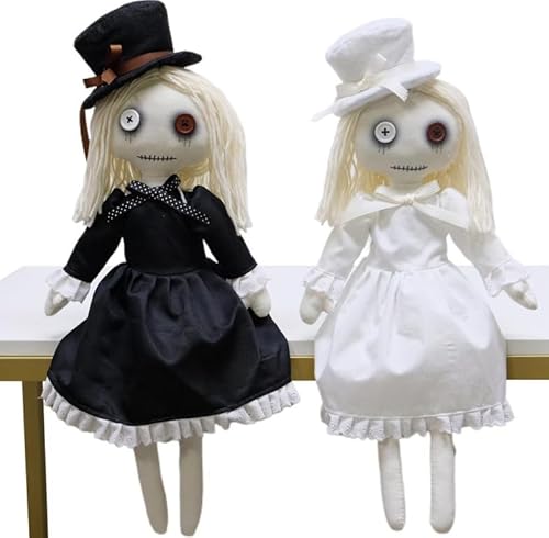 JoyinTcos Halloween Ghost Doll Scary Doll Black and White Ghost Gothic Rag Sewing Pattern Halloween Accessories Costume Gift JoyinTcos Halloween Ghost Doll Scary Doll Black and White Ghost Gothic Rag Sewing Pattern Halloween Accessories Costume Gift von JoyinTcos