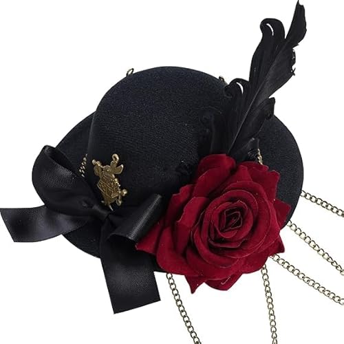JoyinTcos Steampunk Kleiner Hut Mittelalter Mechanischer Stil Haarschmuck mit Metallzahnrädern und Spitze für Renaissance-Messen von JoyinTcos