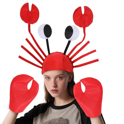 Joyincoser 2PCS Krabbe Kostüm Zubehör krebs kopfbedeckung mit Krabbenscheren lustig unterwasser Verkleidung Dekoration Für Erwachsene halloween Karneval Party (crab hat set) von Joyincoser