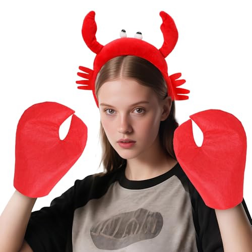 Joyincoser 2PCS Krabbe Kostüm Zubehör krebs kopfbedeckung mit Krabbenscheren lustig unterwasser Verkleidung Dekoration Für Erwachsene halloween Karneval Party (crab headband set) von Joyincoser