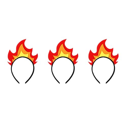 Joyincoser 3PCS Feuer Haarreif Flammen Design Halloween Party Zubehör Set für Damen Herren Kinder Kostüm Fasching Karneval Verkleidung von Joyincoser