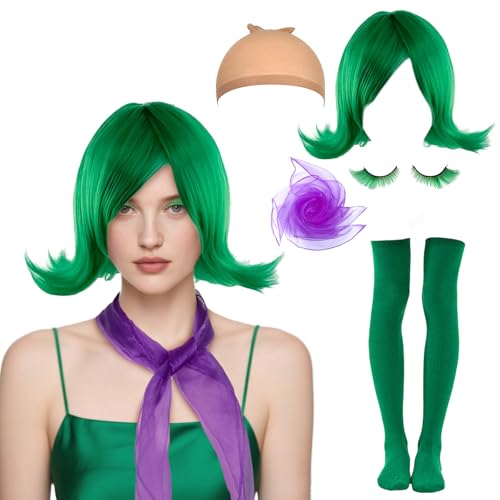 Joyincoser 5PCS Green Disgust Kostümset mit grüner Perücke, lila Schal, Kniestrümpfen, Wimpern – Verkleidung für Karneval, Halloween, Geburtstag, Weihnachten, Cosplay, Mottopartys Joyincoser 5PCS Green Disgust Kostümset mit grüner Perücke, lila Schal, Kniestrümpfen, Wimpern – Verkleidung für Karneval, Halloween, Geburtstag, Weihnachten, Cosplay, Mottopartys von Joyincoser