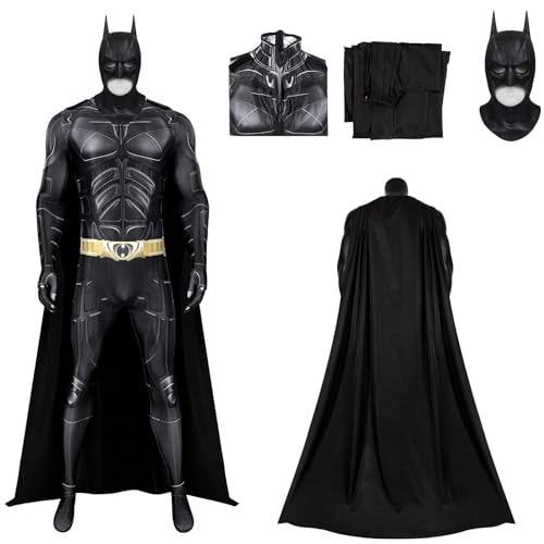 Joyincoser Bat Kostüm Erwachsener Herren Superhelden Maske Body Suit Umhang Cape Geschenk Lustig für Karneval Fasching Halloween Party Cosplay (S) von Joyincoser