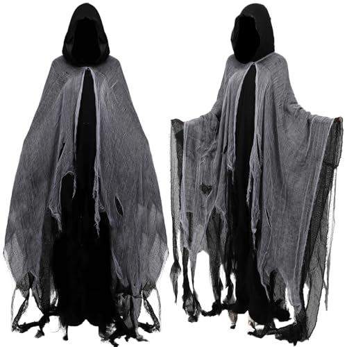 Joyincoser Hakenumhang Mittelalter Renaissance Gothic Zauberer Umhang Tod Kostüm Horror Gruseliger Geist Cosplay Halloween Geschenke für Karneval Party Maskerade (Schwarz) von Joyincoser