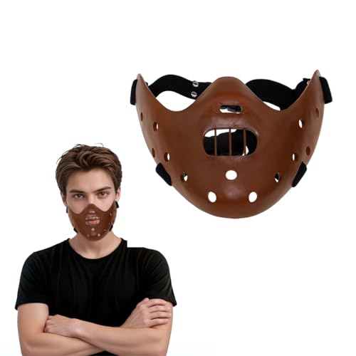 Joyincoser Hannibal Lecter Maske Horrorfilme Toys Mit Gruselige Maske Gesichts Dekoration Aus Harz Für Halloween Cosplay Und Karneval (Coffee) von Joyincoser