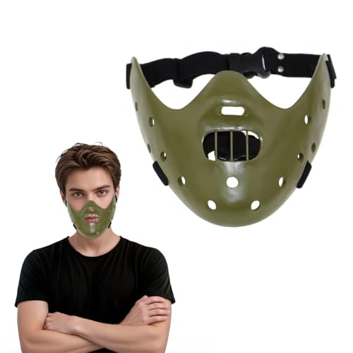 Joyincoser Hannibal Lecter Maske Horrorfilme Toys Mit Gruselige Maske Gesichts Dekoration Aus Harz Für Halloween Cosplay Und Karneval (Green) von Joyincoser