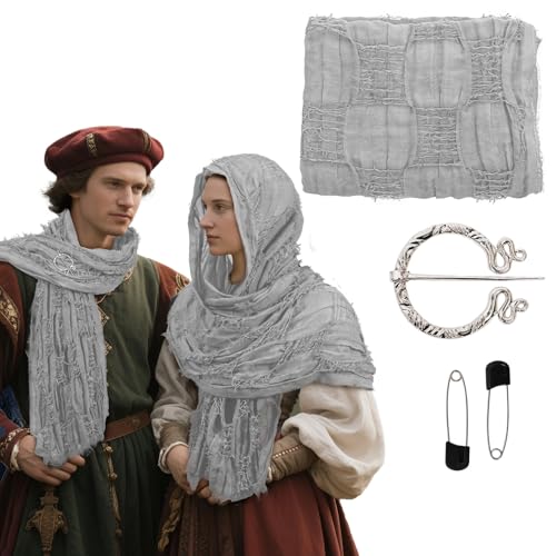 Joyincoser Mittelalter Wikinger Umhang Herren Damen Vintage Goth Kapuzenschal Mit Vikingen-Brosche Antike Renaissance Gugel Für Kostümparty Halloween Party Karneval (Grau) von Joyincoser