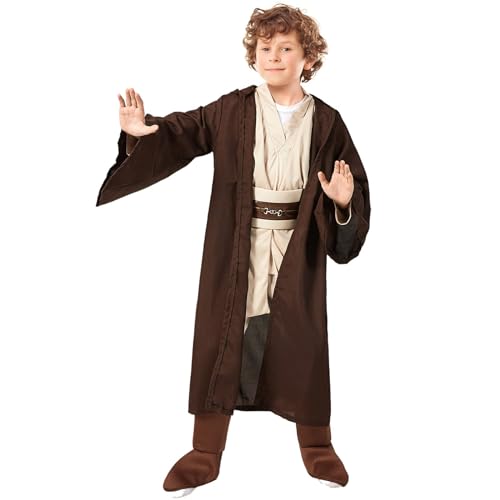 Obi Wan Kenobi Jedi Kostüm Tunic Kinder Cosplay Jedi Robe Kostüme Mittelalter Umhang Tunika für Halloween Karneval Maskerade Party (M) von Joyincoser