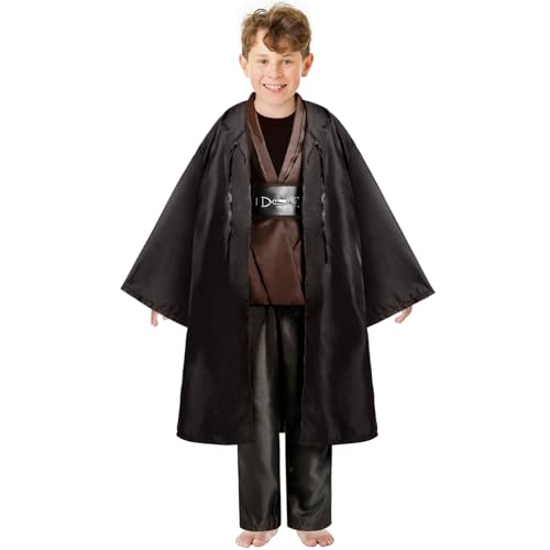 Obi Wan Kenobi Jedi Kostüm Tunic Kinder Cosplay Jedi Schwarze Robe mit braunem Futter Kostüme Mittelalter Umhang Tunika für Halloween Karneval Maskerade Party (M) von Joyincoser