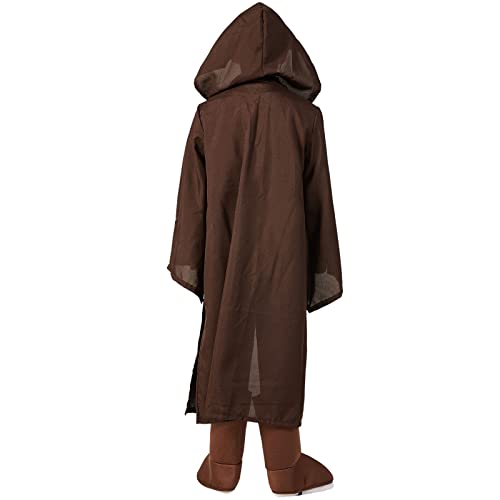 Obi Wan Kenobi Jedi Kostüm Tunic Kinder Cosplay Jedi Schwarze Robe mit braunem Futter Kostüme Mittelalter Umhang Tunika für Halloween Karneval Maskerade Party (S) von Joyincoser