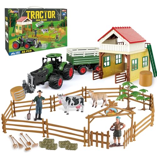 Joylike Farm Toys Tierzahlen Set aus Kunststoff, Zaun, Bauernhof und landwirtschaftliche Traktoren, Bauernhofzahlen, Lernspielzeug für Jungen und Mädchen ab 3 Joylike Farm Toys Tierzahlen Set aus Kunststoff, Zaun, Bauernhof und landwirtschaftliche Traktoren, Bauernhofzahlen, Lernspielzeug für Jungen und Mädchen ab 3 von Joylike