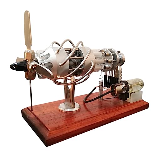 Joymate Stirling Engine Model, 16 Zylinder Taumelscheibe Butanbetriebener Quarzglas-Heißluft-Stirlingmotor Modell, Pädagogisches Spielzeug Geburtstagsgeschenk Kinder und Technikbegeisterte von Joymate