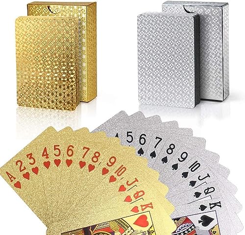 Joyoldelf 2 x Poker-Kartenspiel, wasserdicht, aus Kunststoff, Diamant, Schwarz, Kartenspiele 54, perfekt für Party und Spiel von Joyoldelf