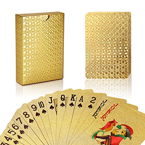 Joyoldelf Premium Spielkarten Pokerkarten Skatkarten,mit 24K Poker,aufwendig Aussehen - Hoch Qualität für Ihr Poker Vergnügen (Goldfolie) von Joyoldelf
