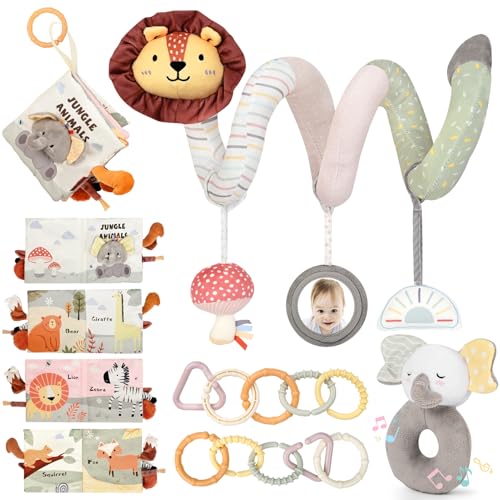 Joyreal Kinderwagen Spielzeug Baby - Stoffbuch Baby, Autositz Babyschale Sensorik Spielzeug, Montessori Spielzeug Neugeborenen Geschenk 0 3 6 9 12 Monate von Joyreal