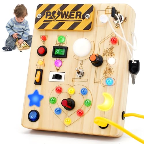 Joyreal Montessori Busy Board ab 2 Jahr, Montessori Spielzeug Activity Board Mit LED Lichtern und Schaltern, Motorikspielzeug Sensorik Spielzeug, Geschenk Jungen und Mädch ab 2 3 4 Jahr Joyreal Montessori Busy Board ab 2 Jahr, Montessori Spielzeug Activity Board Mit LED Lichtern und Schaltern, Motorikspielzeug Sensorik Spielzeug, Geschenk Jungen und Mädch ab 2 3 4 Jahr von Joyreal