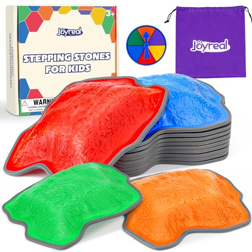 Joyreal Stapelsteine Balanciersteine für Kinder, Balance Steine Set Für Drinnen und Draußen, 10 Balanciersteine, 1 Zifferblatt, 1 Aufbewahrungstasche, Geschenk für Jungen Mädchen von Joyreal