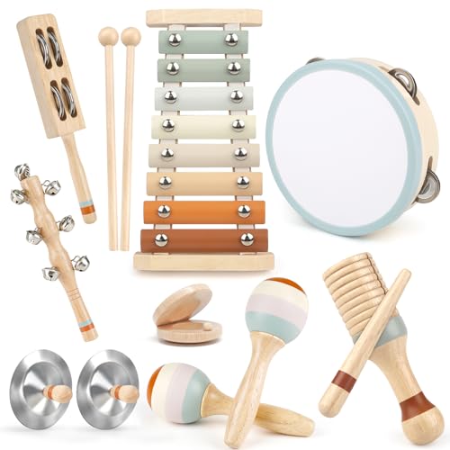 Toddler Musical Instruments, Neutral Colours Montessori Wooden Musical Instruments for Toddlers from 18m-3 Years, Children's Instruments Toy, Christmas and Birthday Gift for 18M-3-5 Years Toddler Musical Instruments, Neutral Colours Montessori Wooden Musical Instruments for Toddlers from 18m-3 Years, Children's Instruments Toy, Christmas and Birthday Gift for 18M-3-5 Years von Joyreal