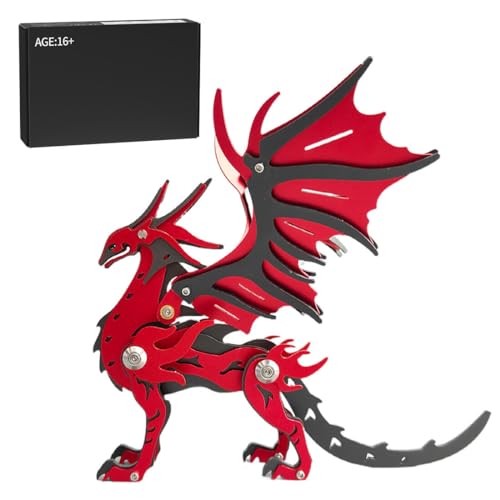 3D-Metallpuzzle für Erwachsene, 100-teiliger 3D-DIY-Bausatz für mechanische Punk-Fabelwesen und magische Flugsaurier, kreatives Kunstobjekt für Zuhause und Büro von Joytopiaminds