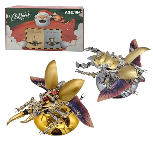 3D-Metallpuzzle für Erwachsene, 2er-Set mechanische Steampunk-Weihnachtsinsekten zum Selbermachen mit Buntem LED-Licht, kreatives Deko-Objekt für Zuhause und Büro 3D-Metallpuzzle für Erwachsene, 2er-Set mechanische Steampunk-Weihnachtsinsekten zum Selbermachen mit Buntem LED-Licht, kreatives Deko-Objekt für Zuhause und Büro von Joytopiaminds
