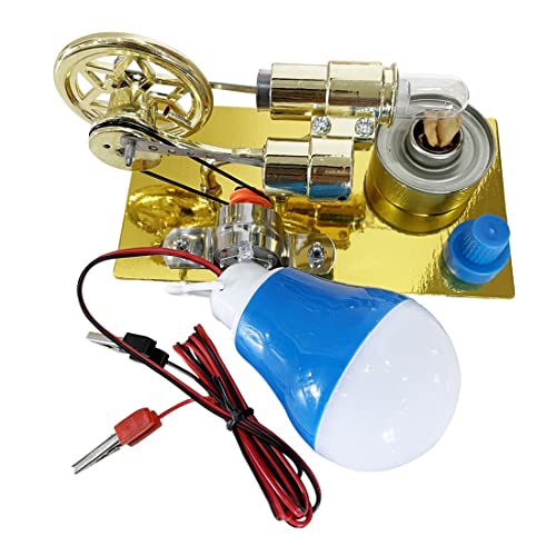 Dampfmaschinen-Modellbausätze, Heißluft-Stirlingmotor Typ Gamma mit bunten LED-Leuchten für physikalische Experimente, Bildung und Präsentation von Joytopiaminds