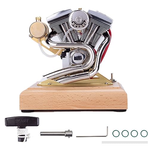 Dampfmaschinen-Modellbausätze, Maßstab 1:5, 4,2 cm³ V-Twin, 4-Takt-OHV-Motorrad-Benzinmotor mit Zündsystem für wissenschaftliche Experimente, Bildung & Ausstellung von Joytopiaminds