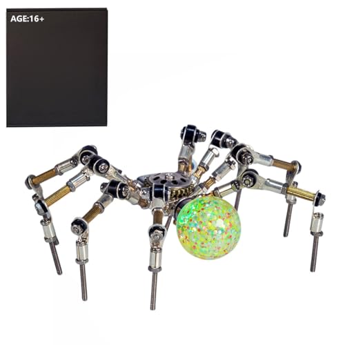 Joytopiaminds 3D-Metallpuzzle für Erwachsene, Steampunk-Spinnenmodell mit über 270 Teilen zum Selberbauen, mit 2 cm leuchtender Kristallkugel, kreative Dekoration für Zuhause oder das Büro von Joytopiaminds