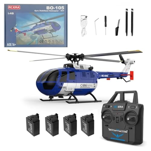 Joytopiaminds C186MAX RC-Gunship-Helikopter für Erwachsene, 2,4G 4-Kanal Flybarless-Fernsteuerung mit Gyro-Stabilisierung und Optical Flow von Joytopiaminds
