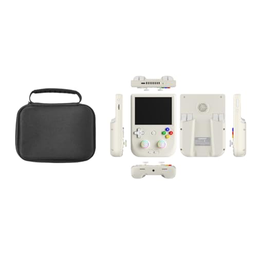Joytopiaminds RG406V Retro-Handheld-Spielkonsole, tragbares 4,5-Zoll-Retro-Spielgerät mit 8+128 GB Speicher und schützender Aufbewahrungstasche (Beige / 128 GB, über 4000 Spiele) von Joytopiaminds