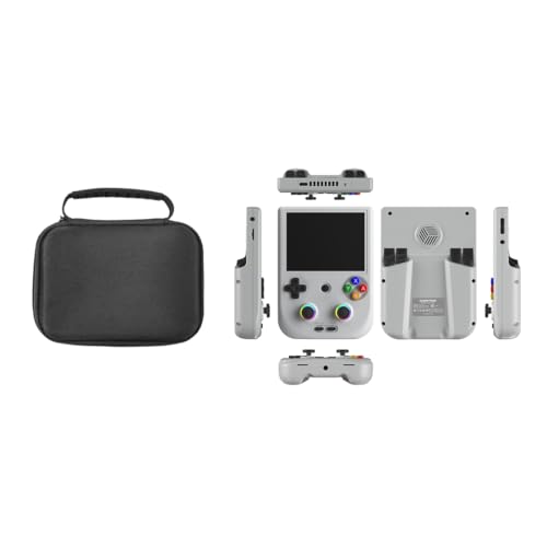 Joytopiaminds RG406V Retro-Handheld-Spielkonsole, tragbares 4,5-Zoll-Retro-Spielgerät mit 8+128 GB Speicher und schützender Aufbewahrungstasche (Grau / 128 GB, über 4000 Spiele) von Joytopiaminds