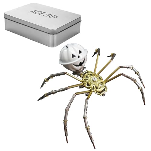 Joytopiaminds Sac Spider 3D Mechanical Steampunk Metal Assembly Animal Model Creepy Halloween Decor (100+PCS) von Joytopiaminds