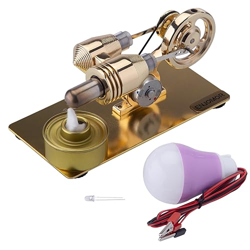 Joytopiaminds Stirlingmotor-Modellbausatz, Gamma-Heißluft-Stirlingmotor, Mini-Generator mit LED-Licht und Glühbirne für physikalische Experimente Joytopiaminds Stirlingmotor-Modellbausatz, Gamma-Heißluft-Stirlingmotor, Mini-Generator mit LED-Licht und Glühbirne für physikalische Experimente von Joytopiaminds