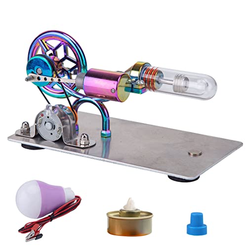 Joytopiaminds Stirlingmotor-Modellbausatz, Heißluft-Stirlingmotor-Generator mit violettem Farbverlauf und LED-Beleuchtung für physikalische Experimente Joytopiaminds Stirlingmotor-Modellbausatz, Heißluft-Stirlingmotor-Generator mit violettem Farbverlauf und LED-Beleuchtung für physikalische Experimente von Joytopiaminds