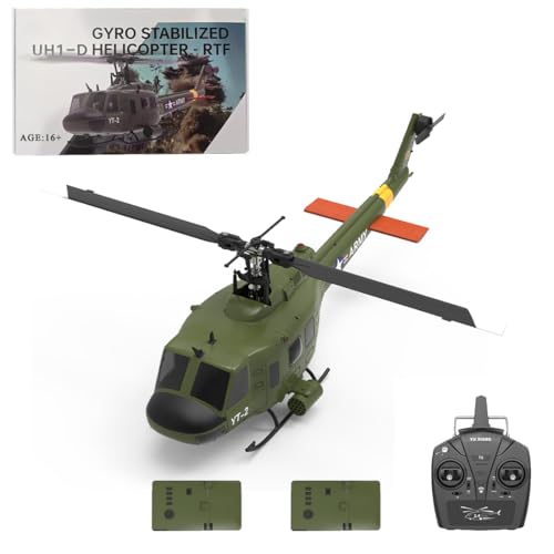 Joytopiaminds YU Xiang F07 UH-1 Huey RC-Helikopter, Maßstab 1:34, intelligenter 6G-Zweiachsen-RC-Helikopter mit 6 Kanälen, Querrudern, Beifahrermotoren und optischer Flusspositionierung – RTF von Joytopiaminds