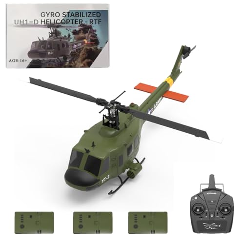 Joytopiaminds YU Xiang F07 UH-1 Huey RC-Helikopter, Maßstab 1:34, intelligenter 6G-Zweiachsen-RC-Helikopter mit 6 Kanälen, Querrudern, Beifahrermotoren und optischer Flusspositionierung – RTF von Joytopiaminds
