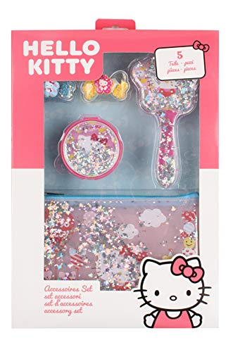 Joy Toy Hello Kitty 5 teiliges Accessory Set: Beautytäschchen, Bürste, Spiegel und 2 Haargummis mit Schneekugel Effekt - in Geschenkpackung 30x4x34 cm Joy Toy Hello Kitty 5 teiliges Accessory Set: Beautytäschchen, Bürste, Spiegel und 2 Haargummis mit Schneekugel Effekt - in Geschenkpackung 30x4x34 cm von Joytoy