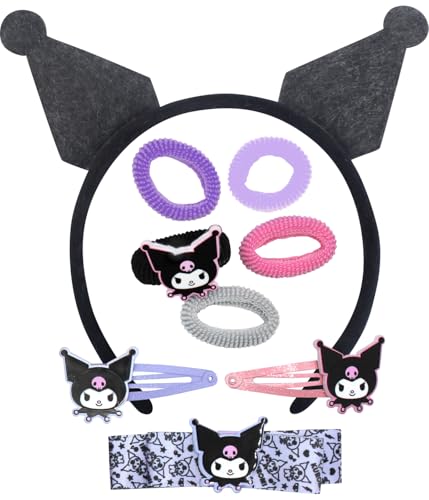 Joy Toy - Kuromi Schmuckset mit Kuromiohren, 5 Haarbänder und 3 Haarclips - in Geschenkpackung von Joytoy