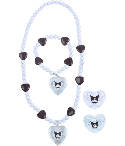 Joy Toy - Kuromi Schmuckset: 1 Perlenarmband, 1 Perlenhalskette und 2 Ringe - in Geschenkpackung von Joytoy