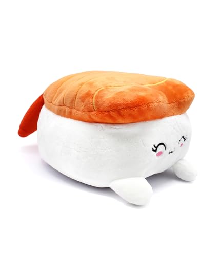 Joy Toy - Plushi Nigiri Sushi mit Garnele (gestickt) Plüsch - Größe 20 cm, Weiß,orange,rosa,schwarz von Joytoy